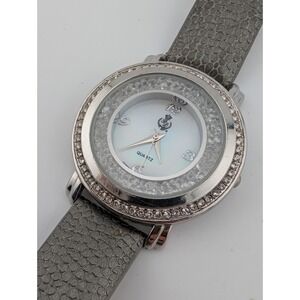 Premier Designs Women Watch 40mm MOP Dial Floating Crystals Leather- New Battery